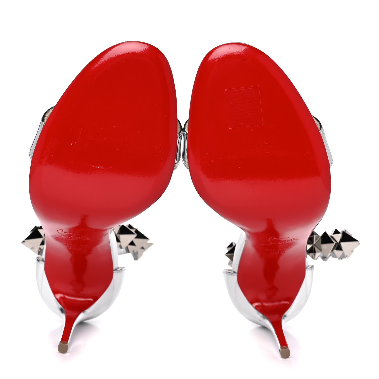 Christian Louboutin Specchio Calfskin Planetava 100 Spike Sandals 39.5 Silver 5 of 11