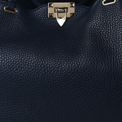 Valentino Garavani Pebbled Calfskin Medium Rockstud Tote Marine 7 of 11