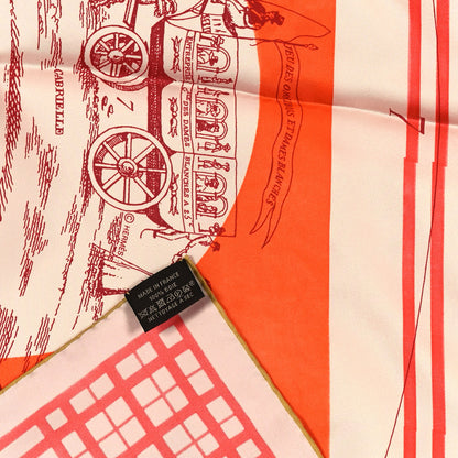 Hermes Silk Jersey Jeu Des Omnibus et Dames Blanches Scarf 140 White Caramel Orange 3 of 3