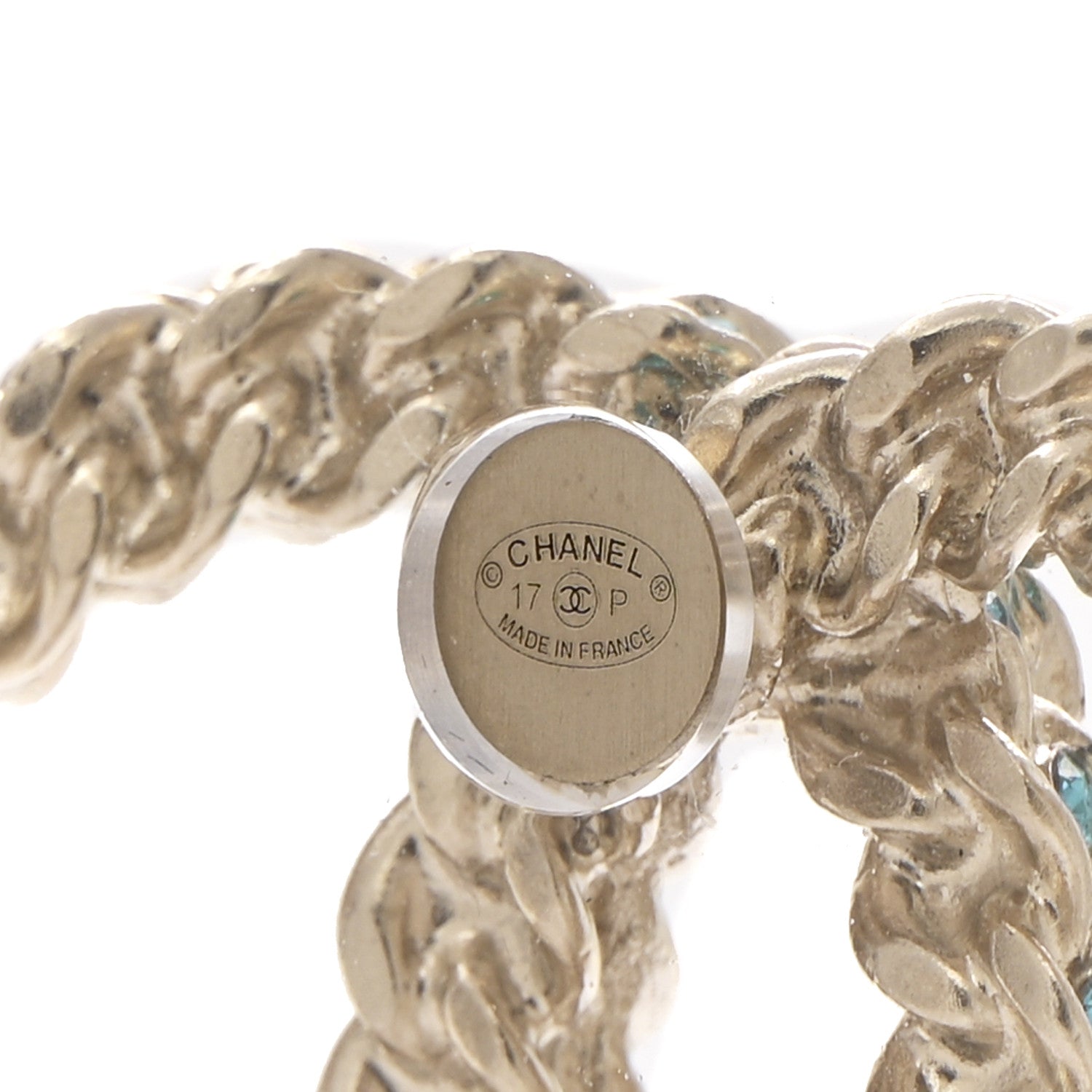 Chanel Lucite Iridescent Crystal CC Cuff Transparent Silver Blue 4 of 5