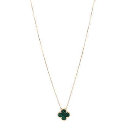 Van Cleef & Arpels 18K Yellow Gold Malachite Vintage Alhambra Pendant Necklace 1 of 5