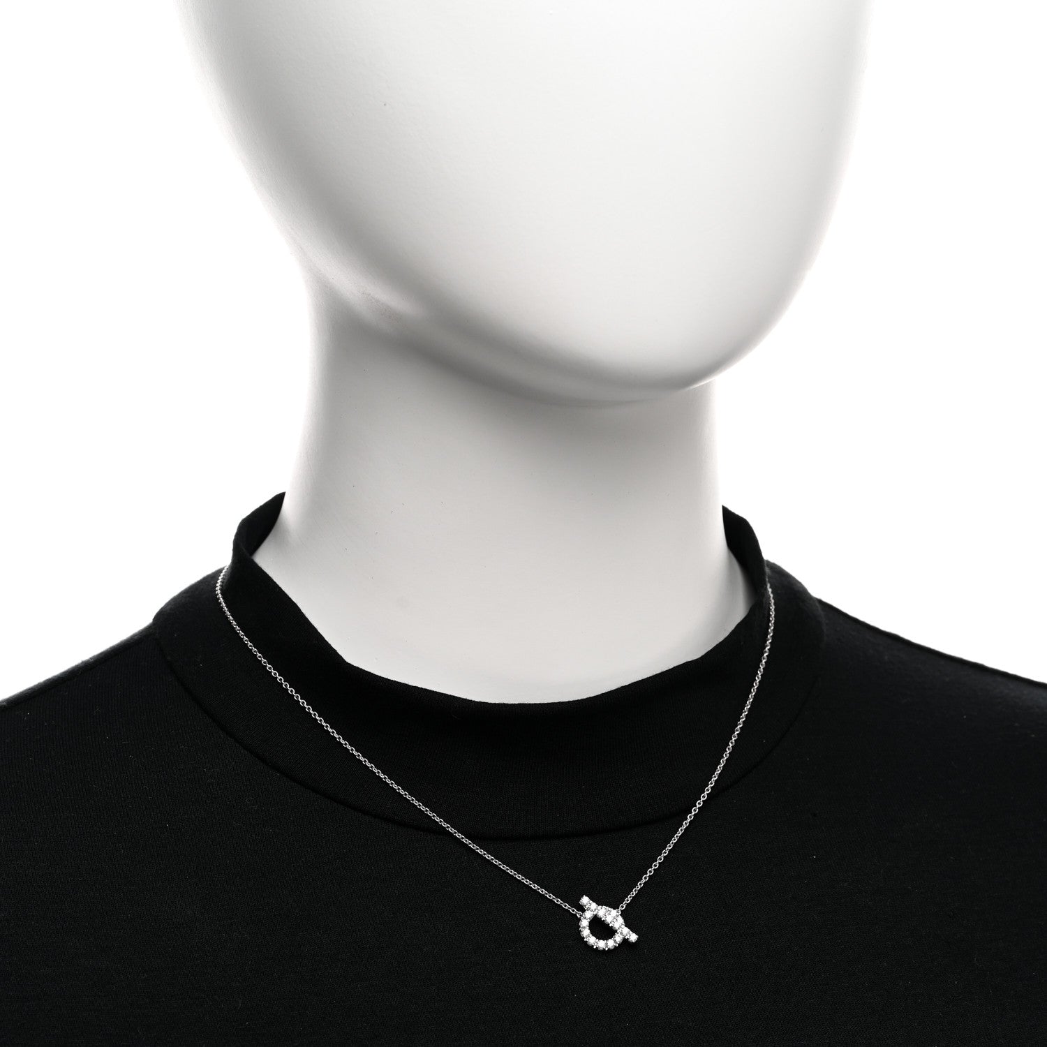Hermes 18K White Gold Diamond Finesse Pendant Necklace 2 of 6
