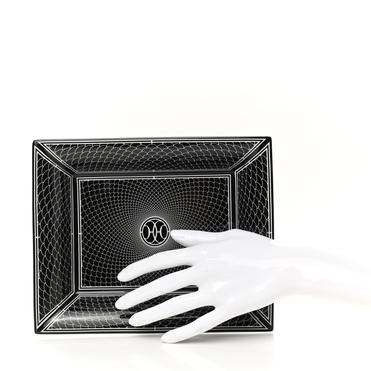 Porcelain H Deco Change Tray Black