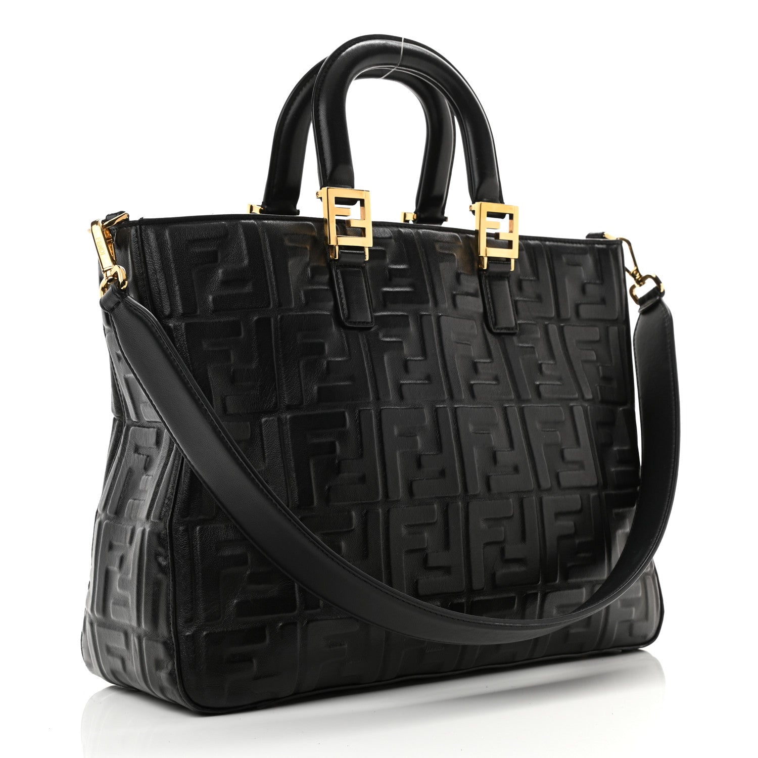 Fendi Nappa FF 1974 Embossed Medium FF Tote Black 3 of 10