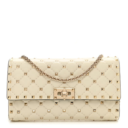 Valentino Garavani Nappa Rockstud Spike Wallet on Chain Light Ivory 1 of 11