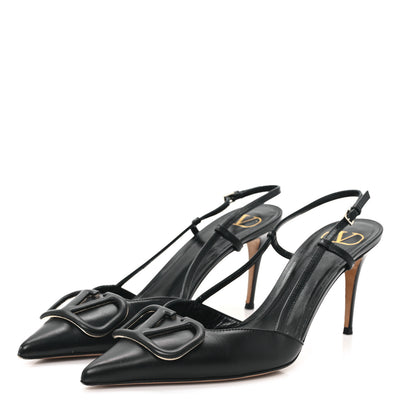 Valentino Garavani Calfskin Tonal Vlogo Slingback 80mm Pumps 38 Black 4 of 10