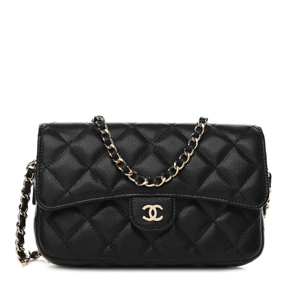 Chanel Caviar Quilted Flap Phone Holder With Chain Black 1 of 13