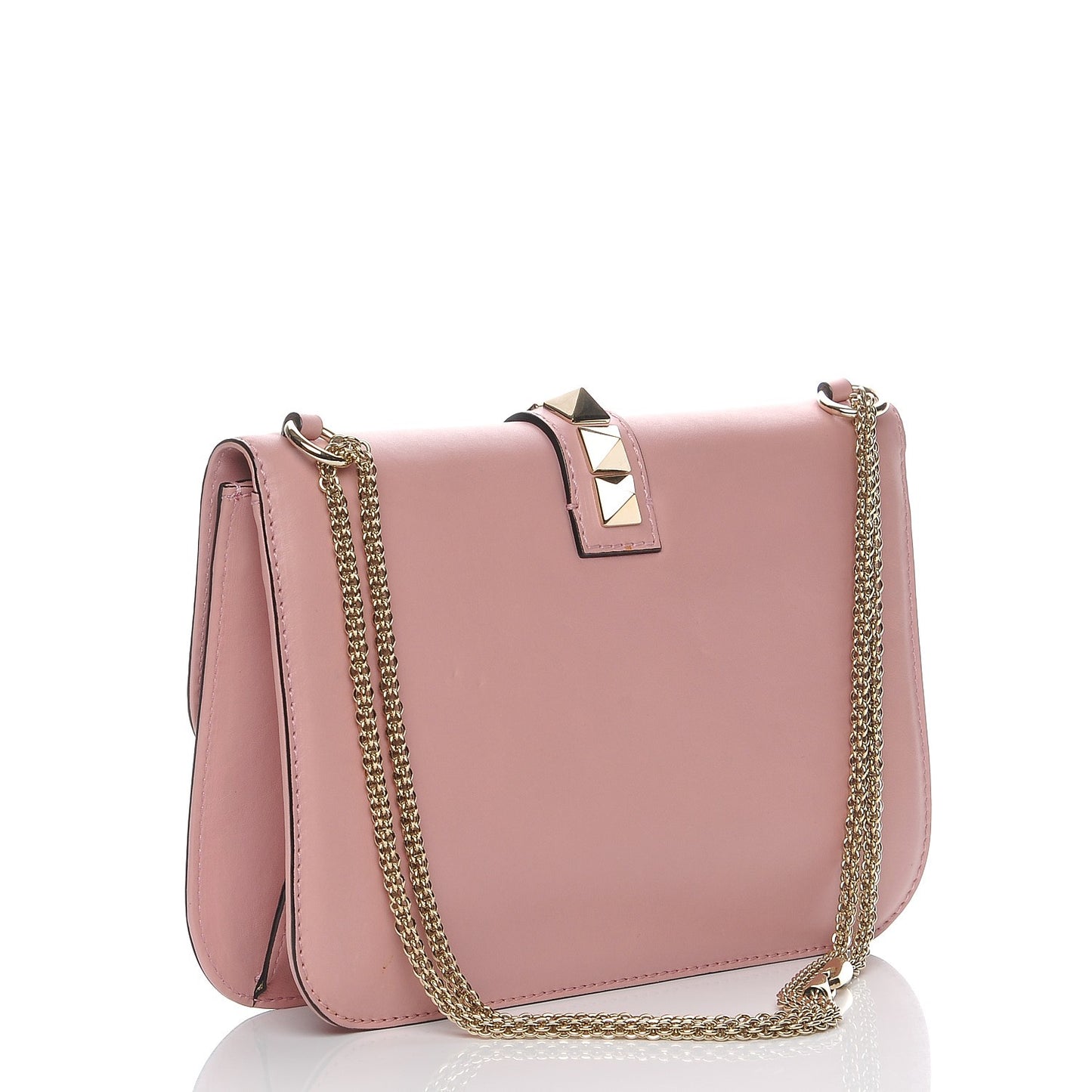 Vitello Large Glam Lock Rockstud Flap Light Pink