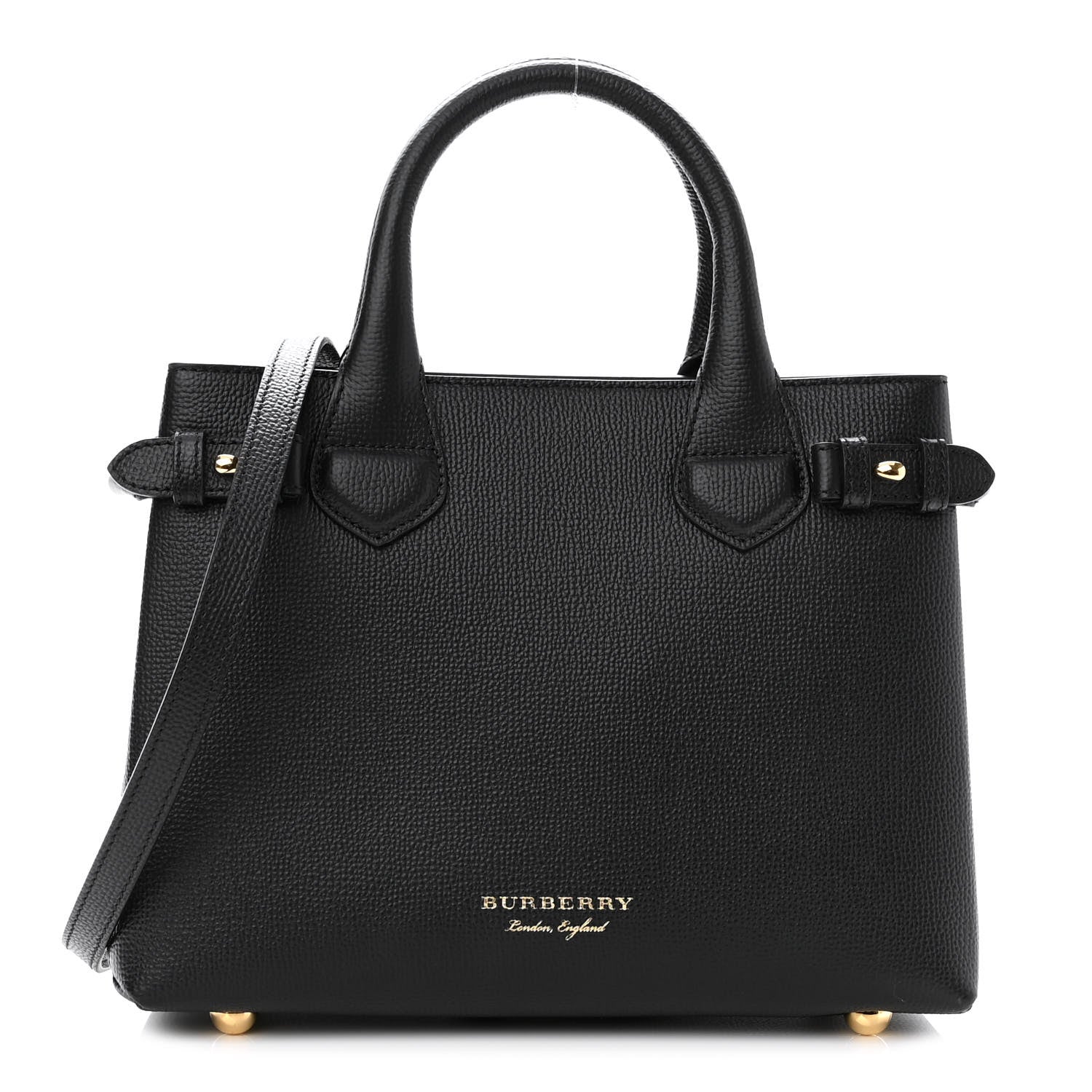 Burberry Derby Calfskin House Check Small Banner Tote Black 1 of 9