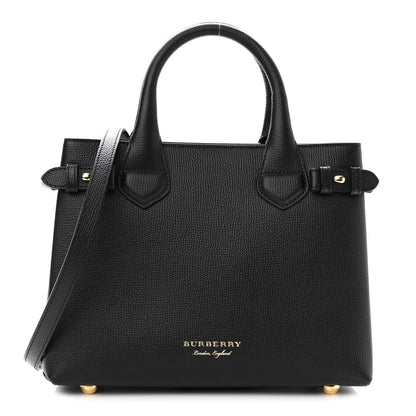 Burberry Derby Calfskin House Check Small Banner Tote Black 1 of 9
