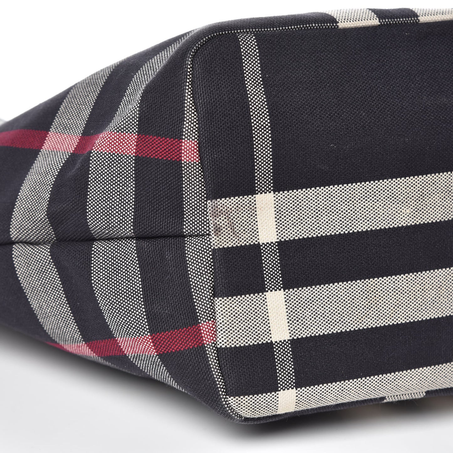 Canvas Check Tote Navy