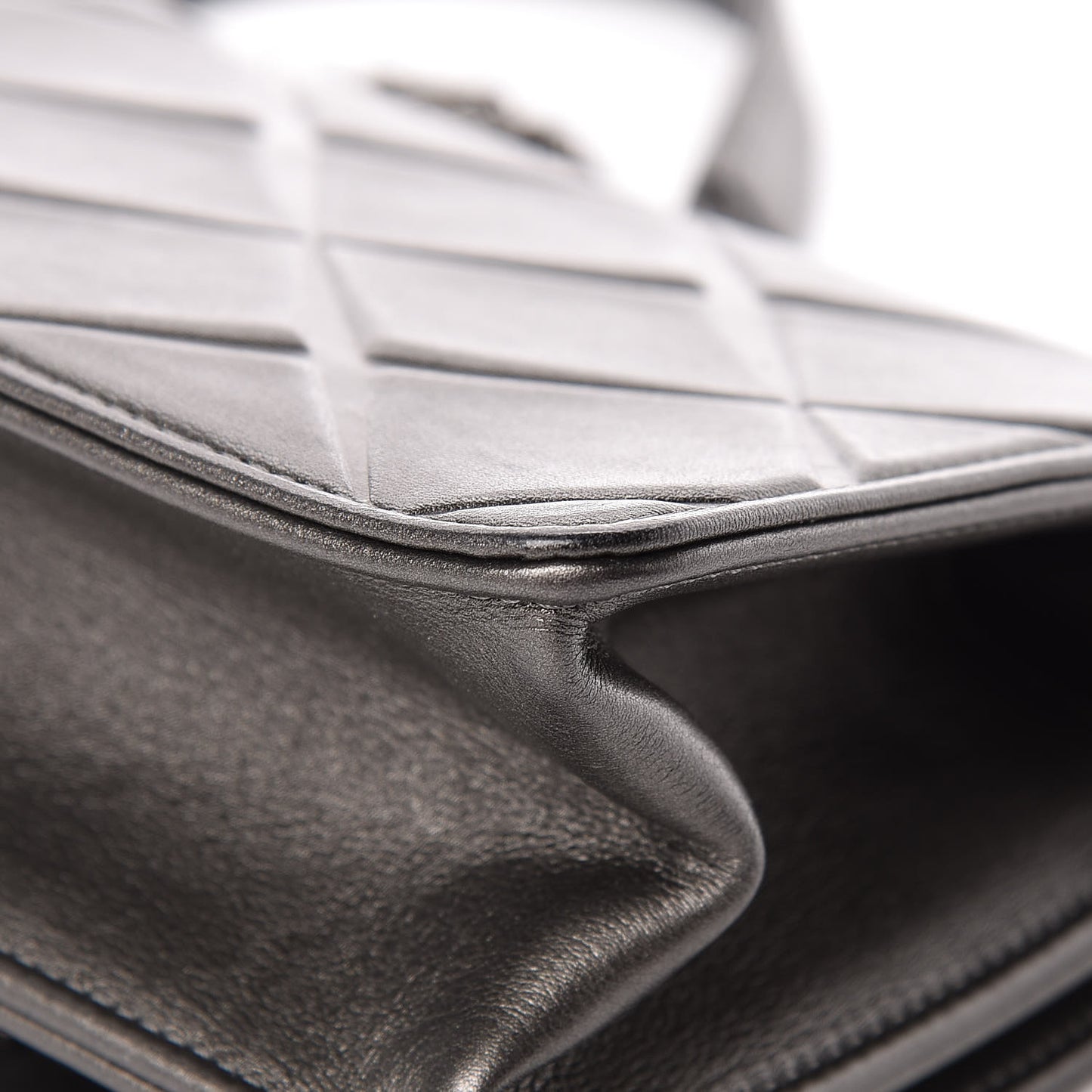 Metallic Calfskin Mini Propeller Flap Charcoal