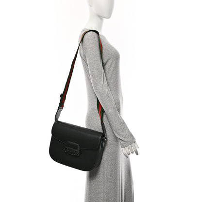 Gucci Azalea Calfskin Web Monochrome Horsebit 1955 Shoulder Bag Black 2 of 10