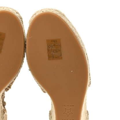 Christian Dior Canvas Embroidered Granville Ankle Tie Espadrille Wedges 37 Cream 14 of 22