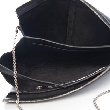 Celine Smooth Calfskin Tri-Fold Clutch on Chain Black 4 of 10