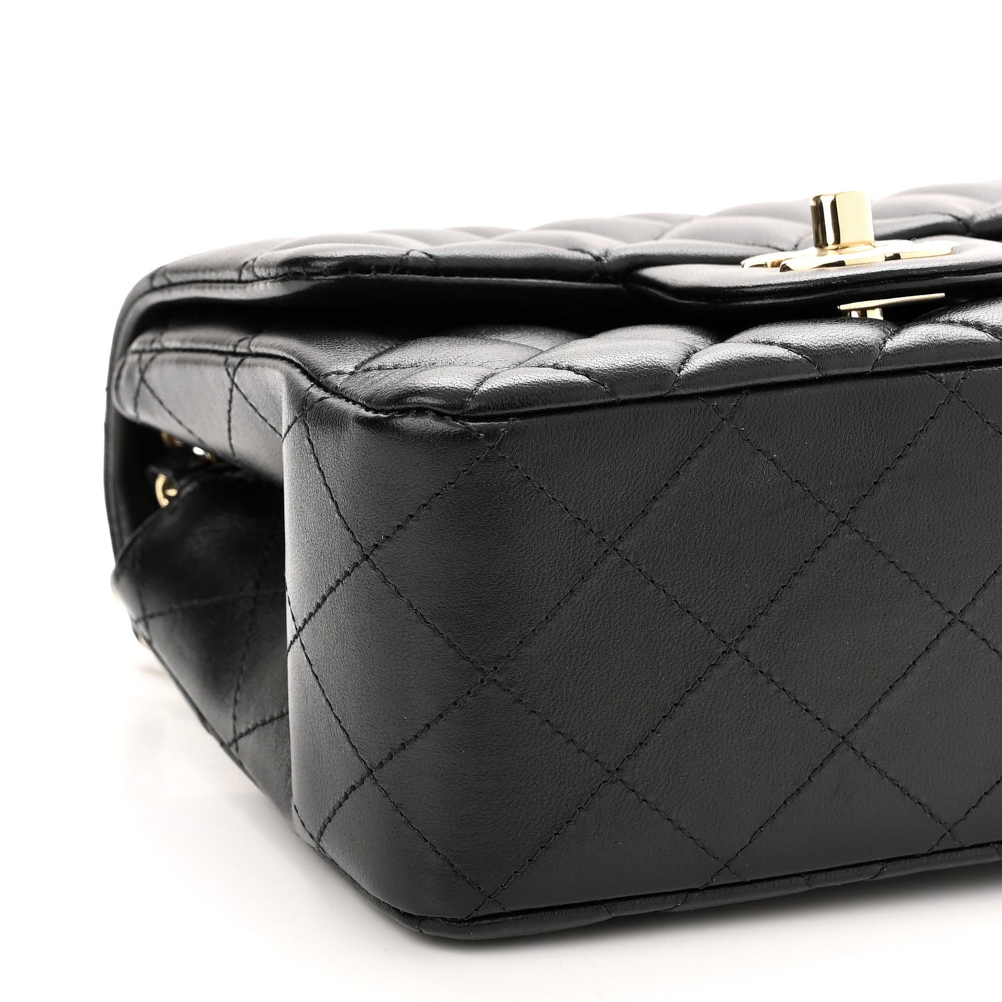 Lambskin Quilted Mini Square Flap Black