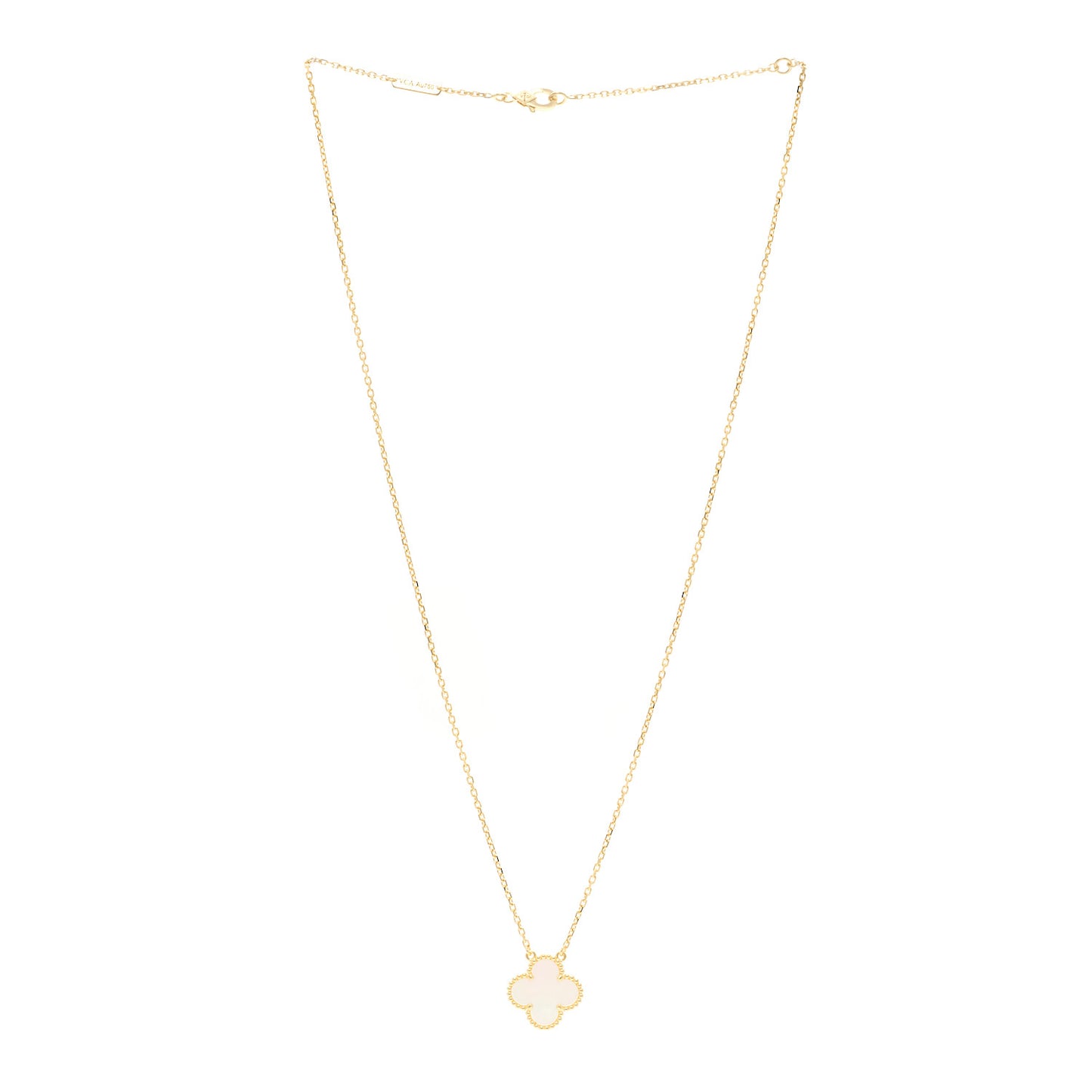 18K Yellow Gold Mother of Pearl Vintage Alhambra Pendant Necklace