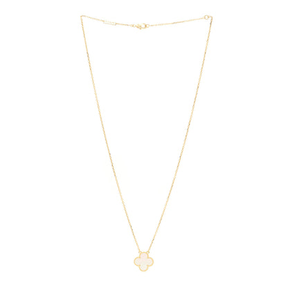 Van Cleef & Arpels 18K Yellow Gold Mother of Pearl Vintage Alhambra Pendant Necklace 3 of 6