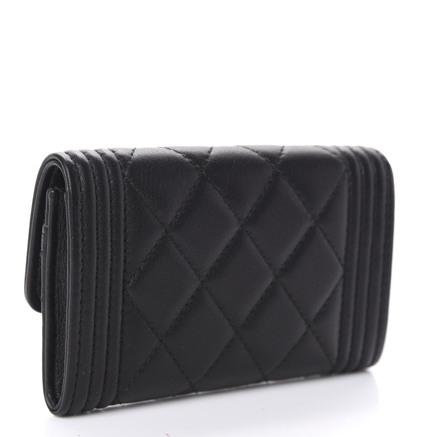 Chanel Lambskin Quilted Boy Card Holder Wallet Black 3 of 8