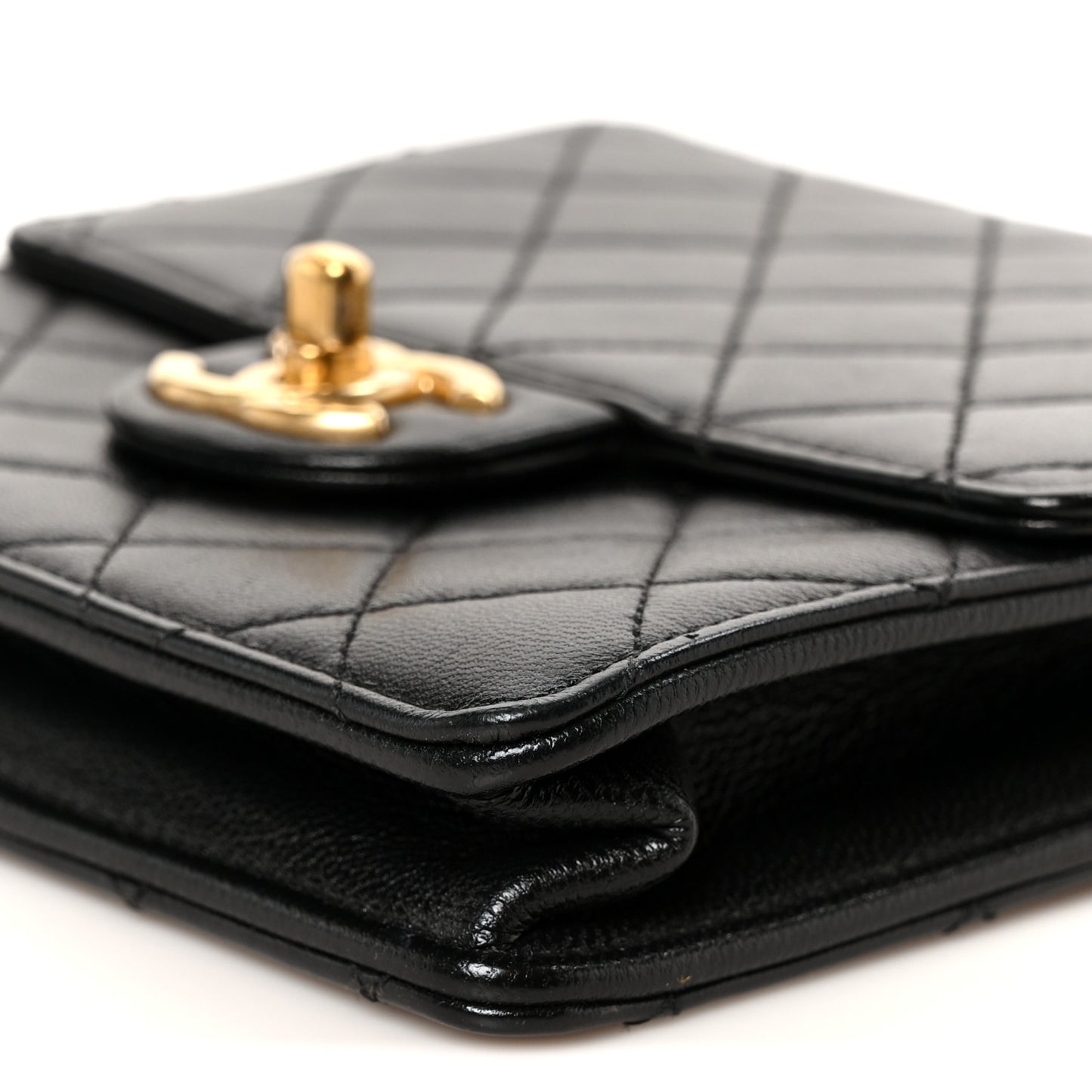 Goatskin Quilted Chic Pearls Flap Black
