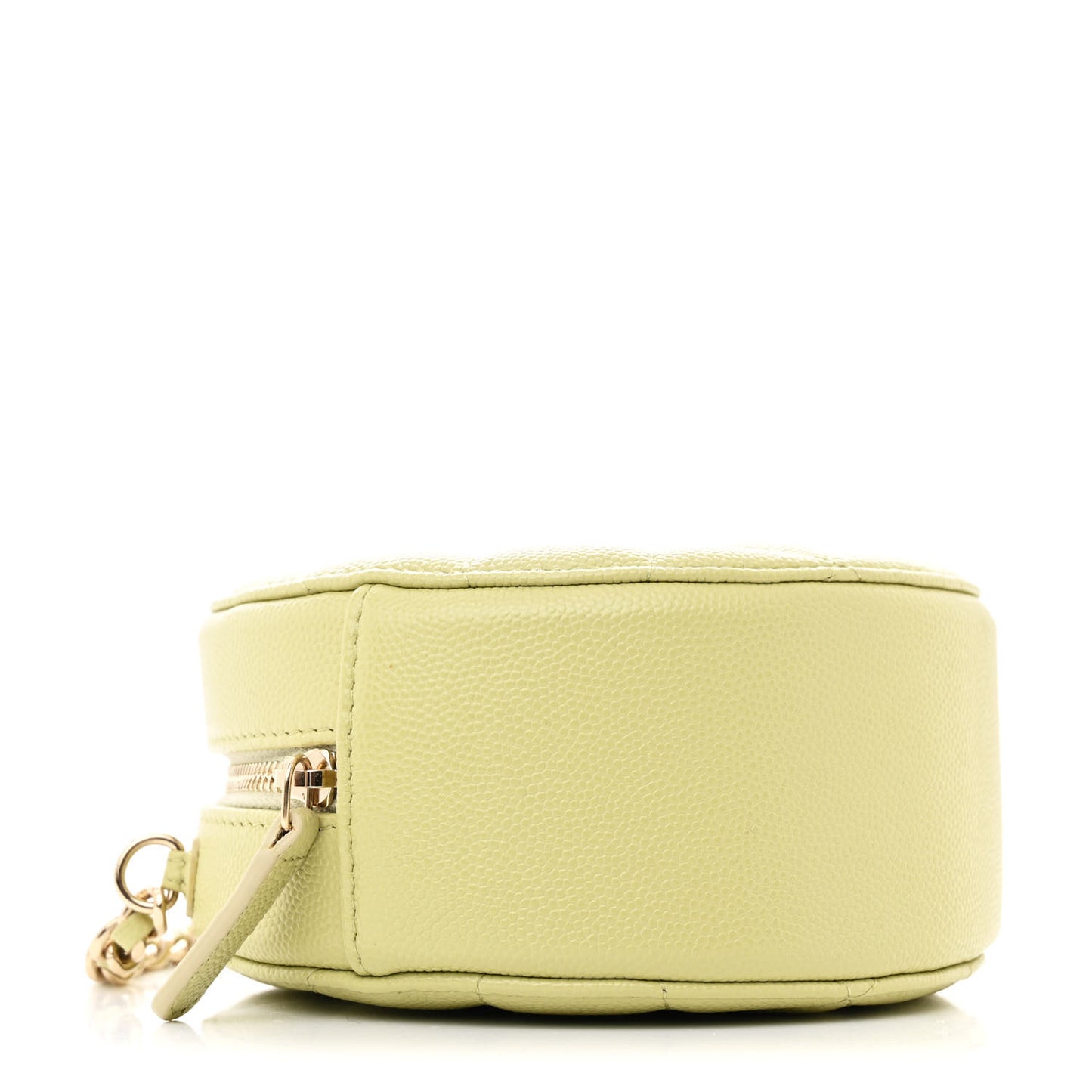 Caviar Quilted French New Wave Round Clutch With Chain Light Green