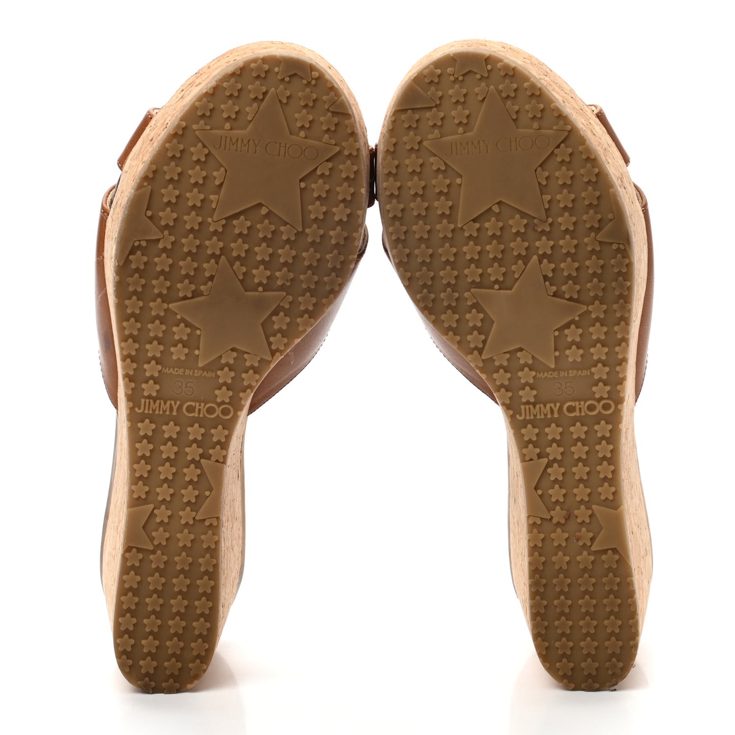 Calfskin Prima Cork Wedge Sandals 35 Canyon