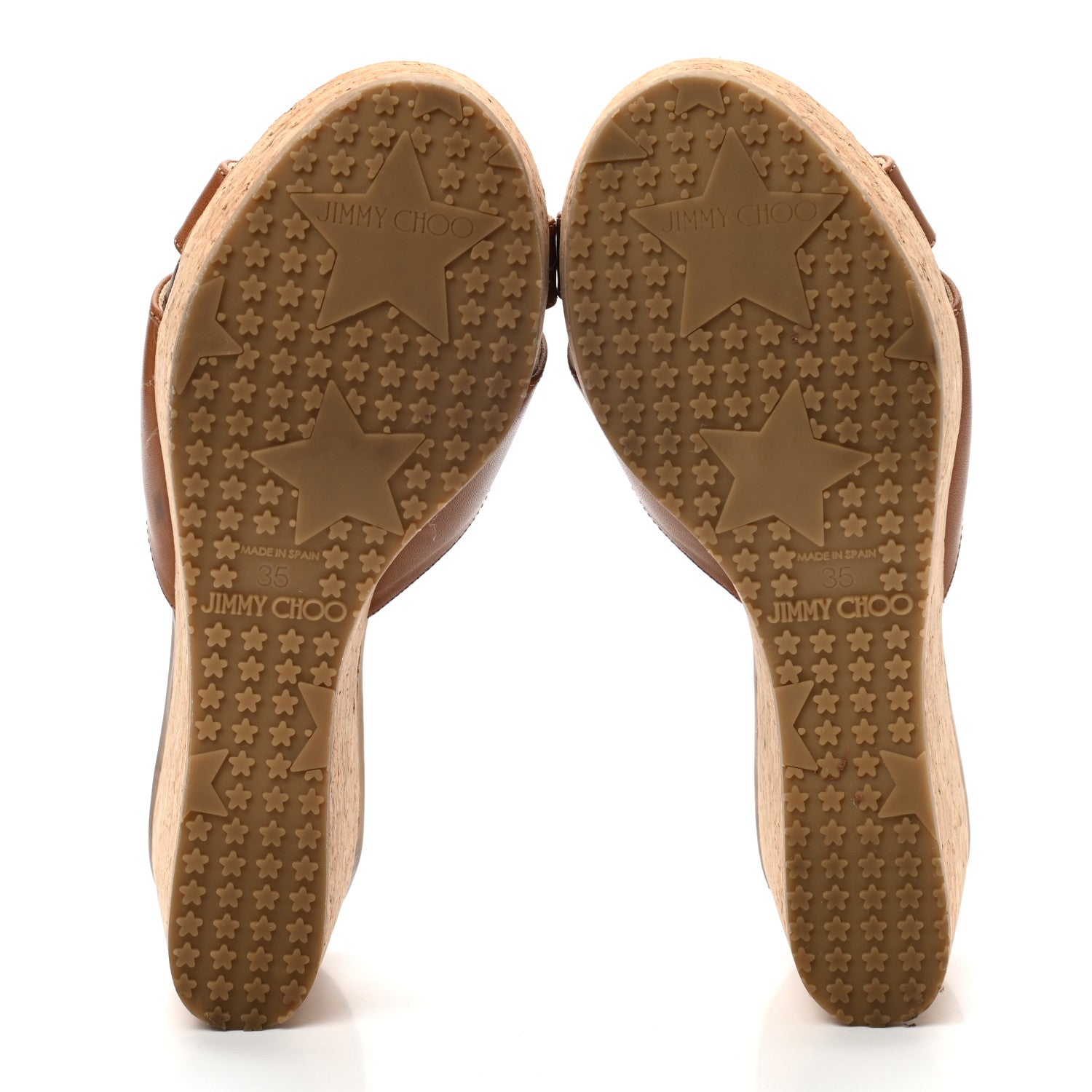 Jimmy Choo Calfskin Prima Cork Wedge Sandals 35 Canyon 5 of 8