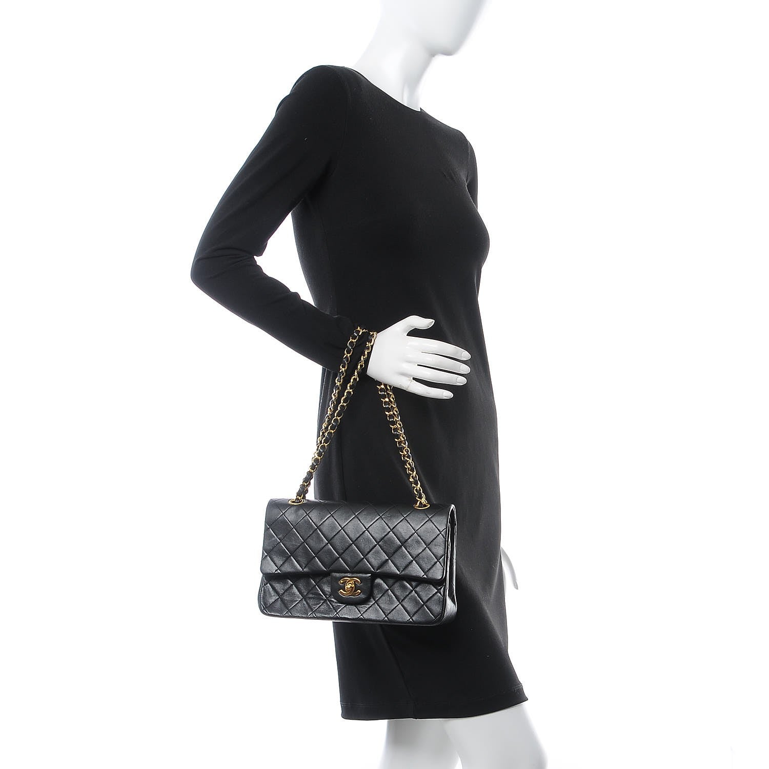 Chanel Lambskin Quilted Medium Double Flap Black 2 of 9