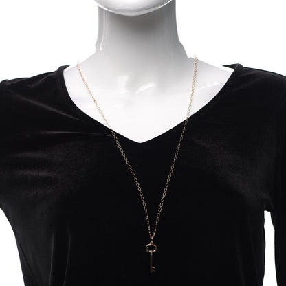 Tiffany 18K Rose Gold Small Oval Key Pendant Link Necklace 2 of 5