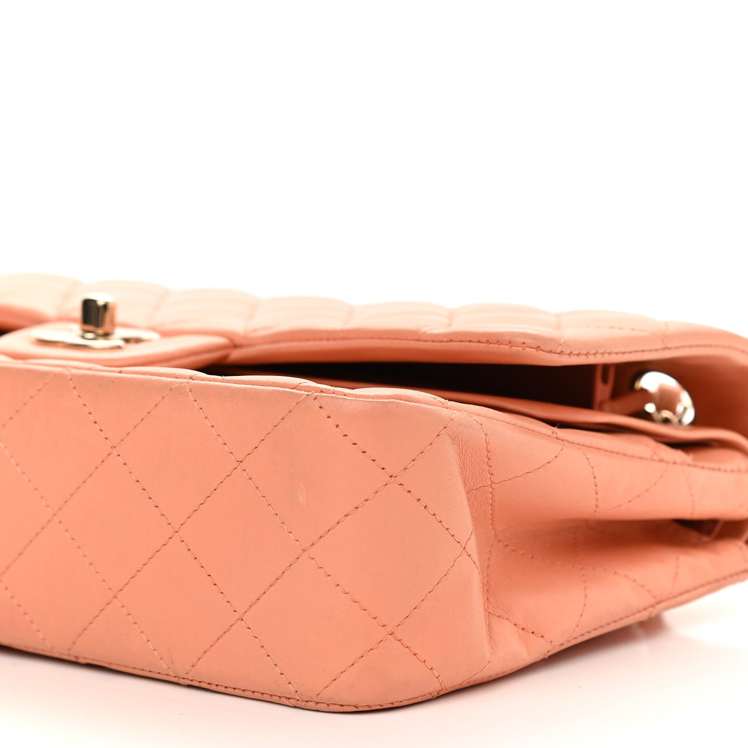 Chanel Lambskin Quilted Medium Double Flap Coral 8 of 14