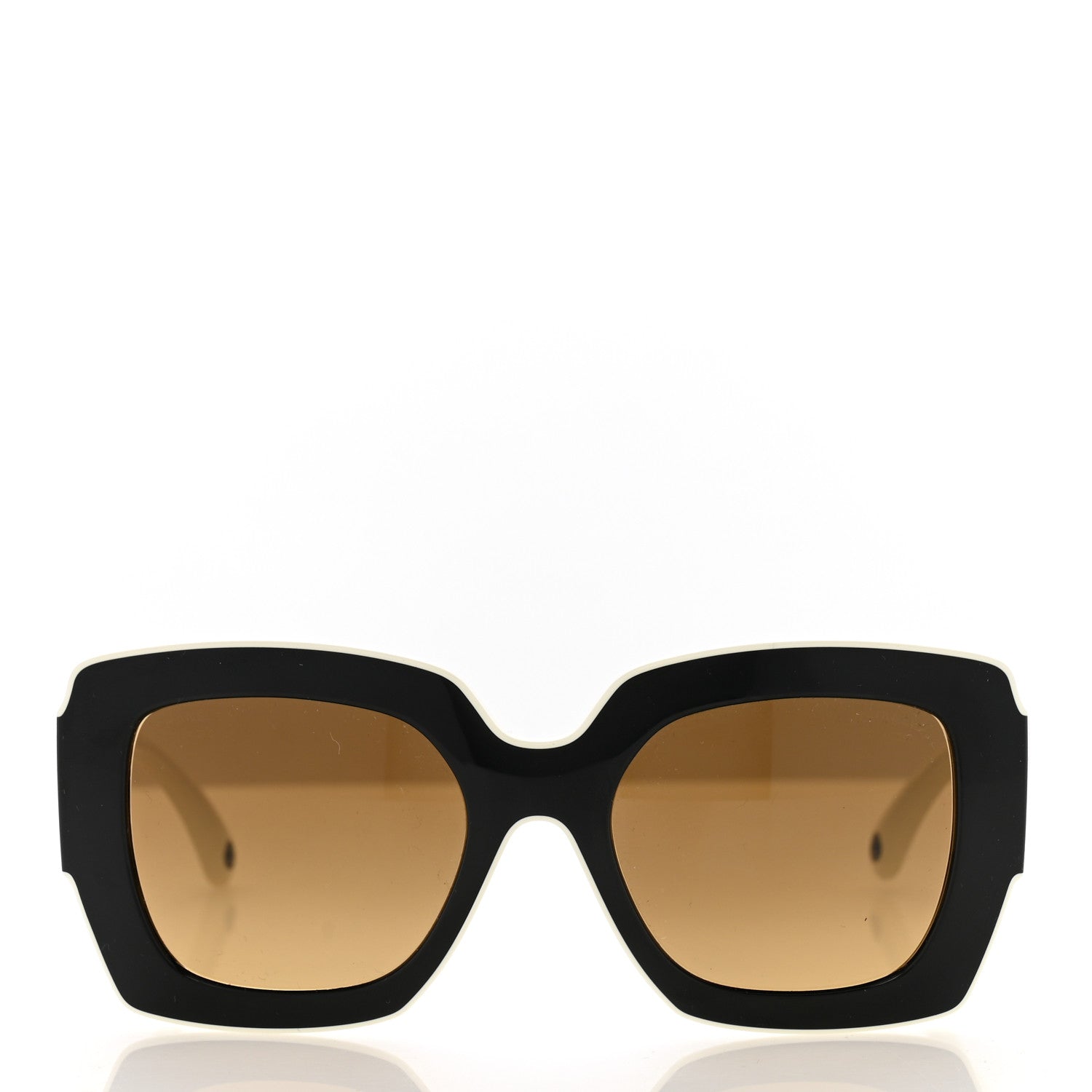 Chanel Acetate Square Sunglasses 6059 Black White 2 of 8