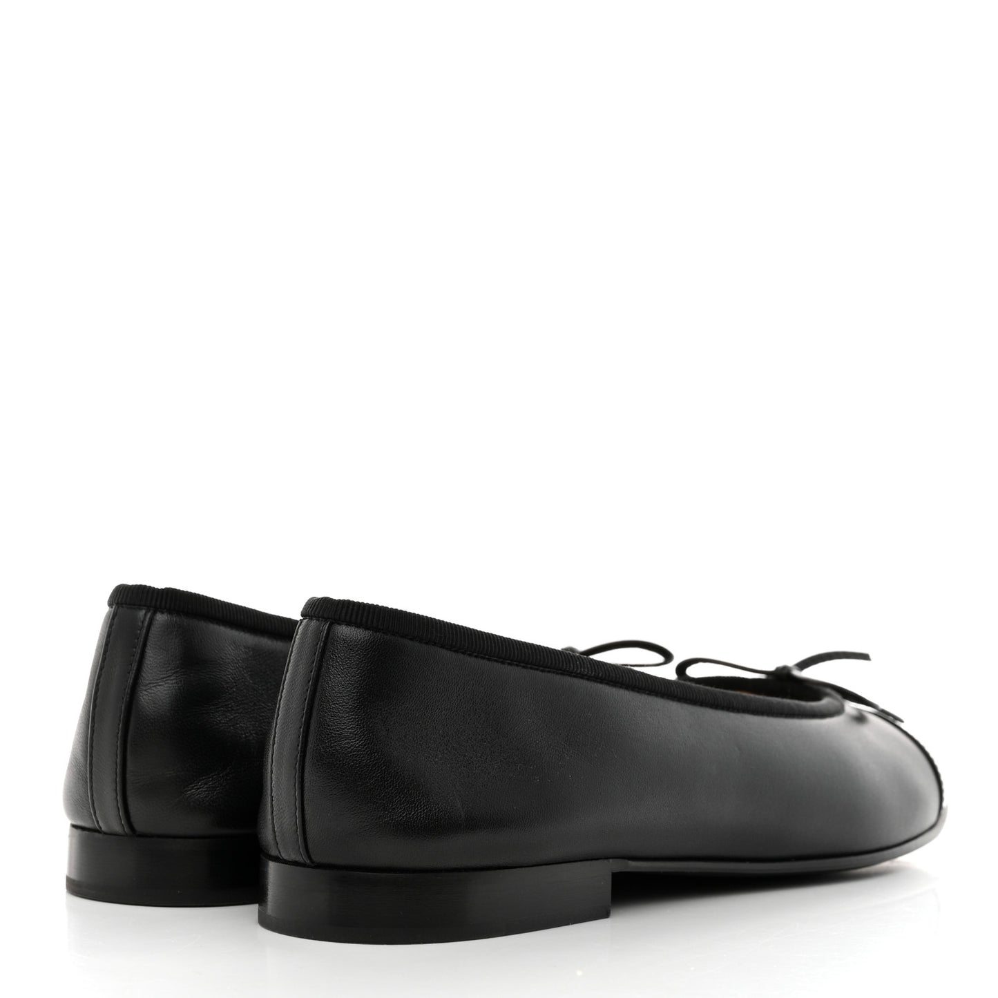 Lambskin Patent Cap Toe CC Ballerina Flats 37 Black
