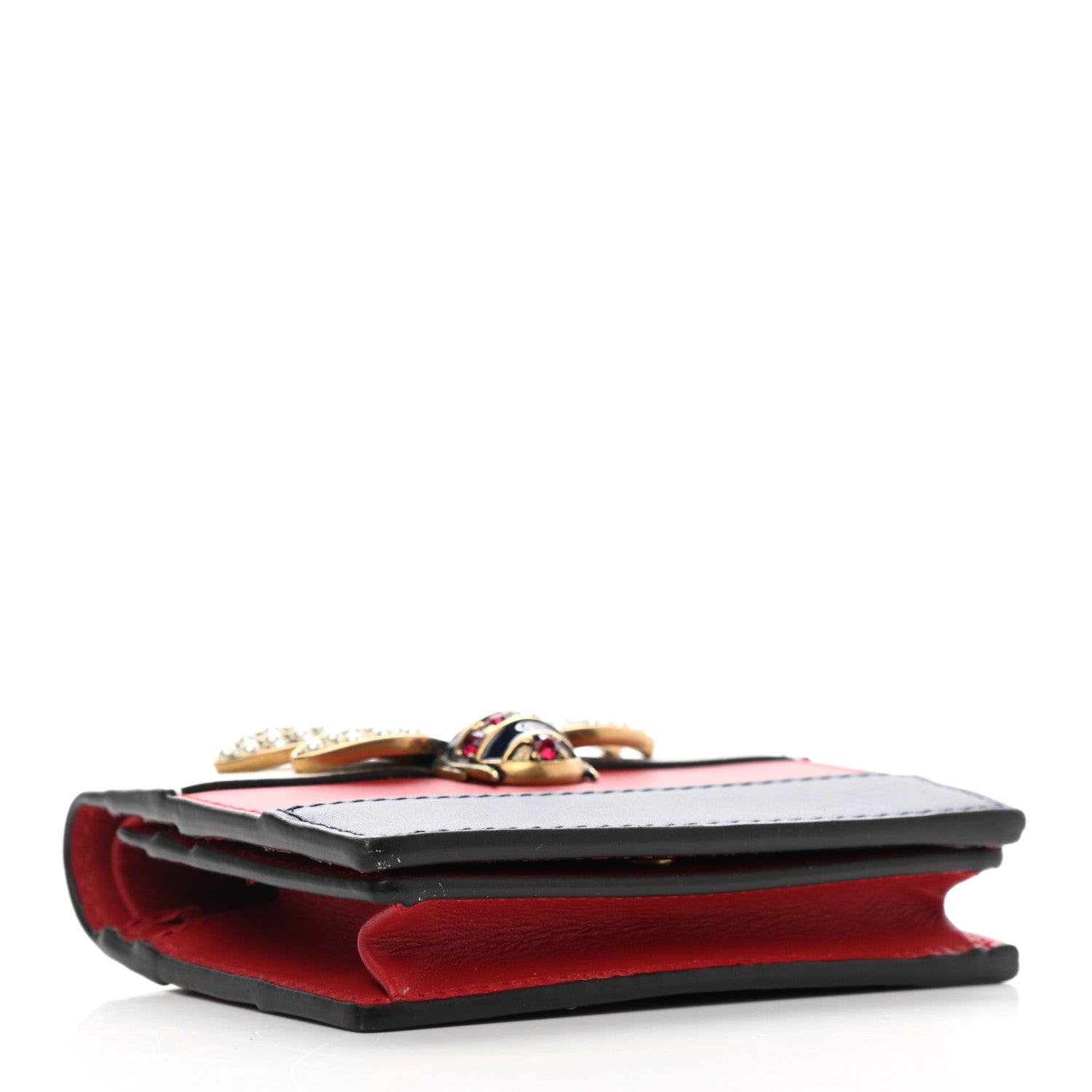 Gucci Calfskin Queen Margaret Card Case Wallet Blue Agata Hibiscus Red Mystic White 4 of 7