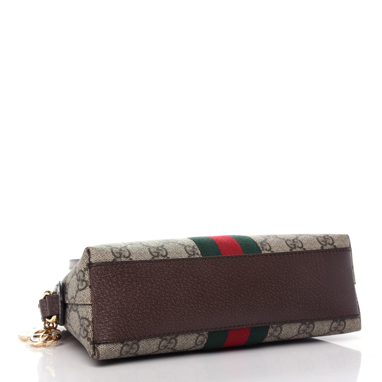 Gucci GG Supreme Monogram Textured Dollar Calfskin Web Small Ophidia Dome Shoulder Bag Beige Ebony New Acero 4 of 10