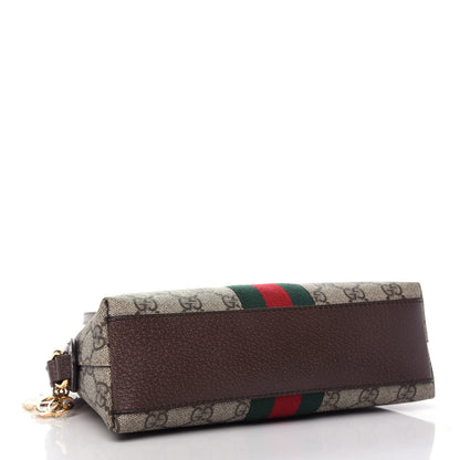 Gucci GG Supreme Monogram Textured Dollar Calfskin Web Small Ophidia Dome Shoulder Bag Beige Ebony New Acero 4 of 10