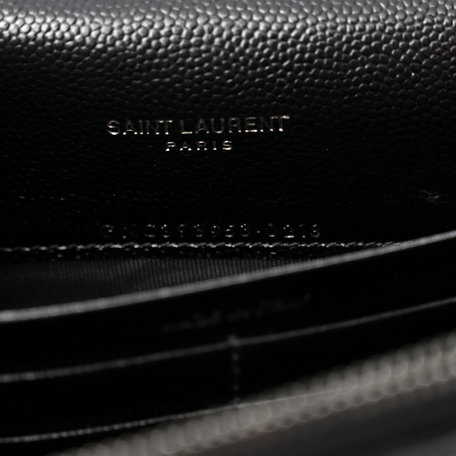 Saint Laurent Grain De Poudre Matelasse Chevron Monogram Monochrome Envelope Chain Wallet Black 7 of 12