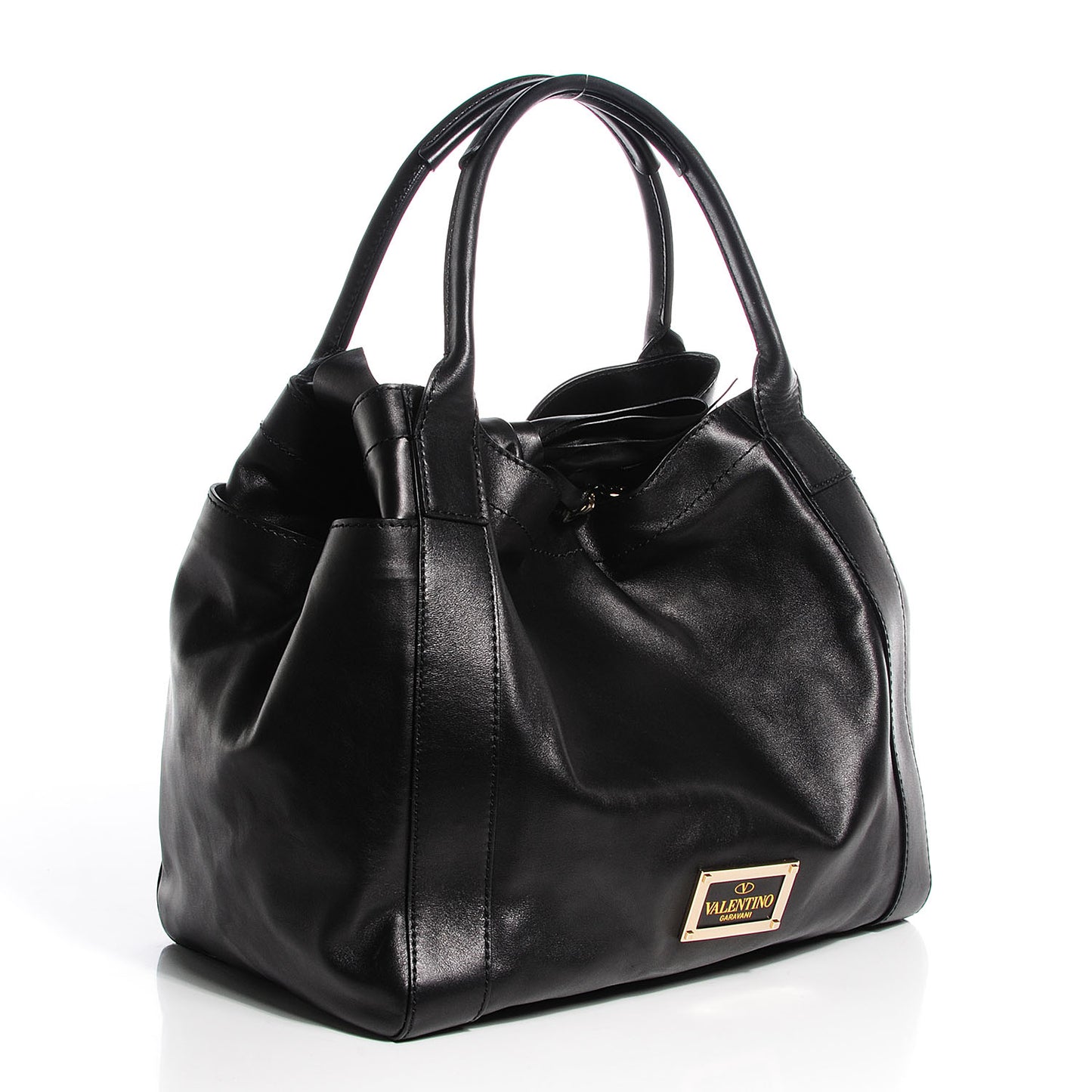Nappa Double Pocket Bow Tote Black