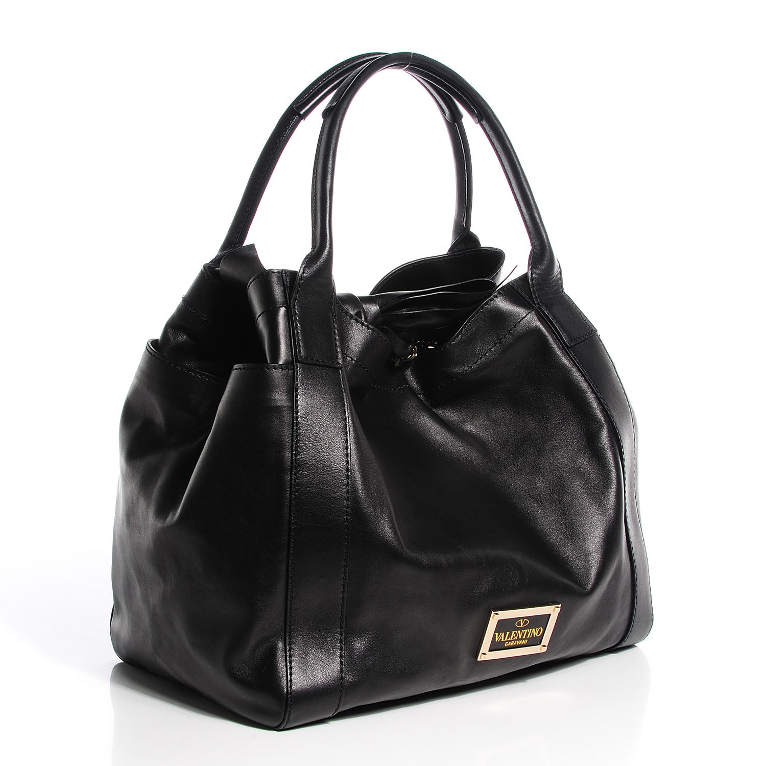 Valentino Garavani Nappa Double Pocket Bow Tote Black 3 of 7