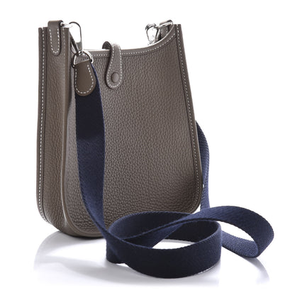 Hermes Taurillon Clemence Amazone Evelyne TPM Etoupe Bleu Indigo 3 of 10