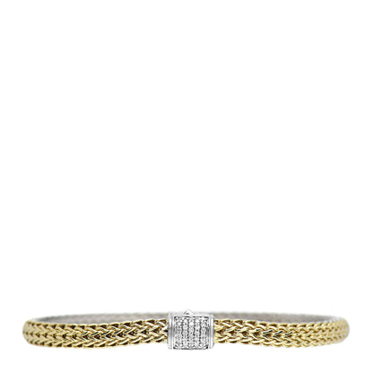 John Hardy Sterling Silver 18K Yellow Gold Diamond 5mm Classic Chain Reversible Bracelet 1 of 4