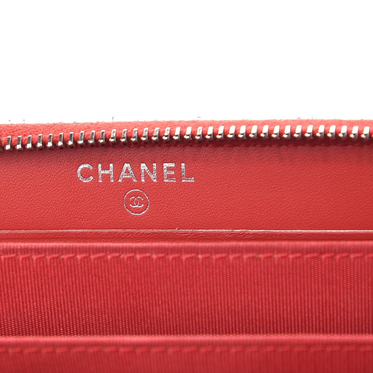Lambskin Studded Small Timeless CC Zip Around Wallet Red