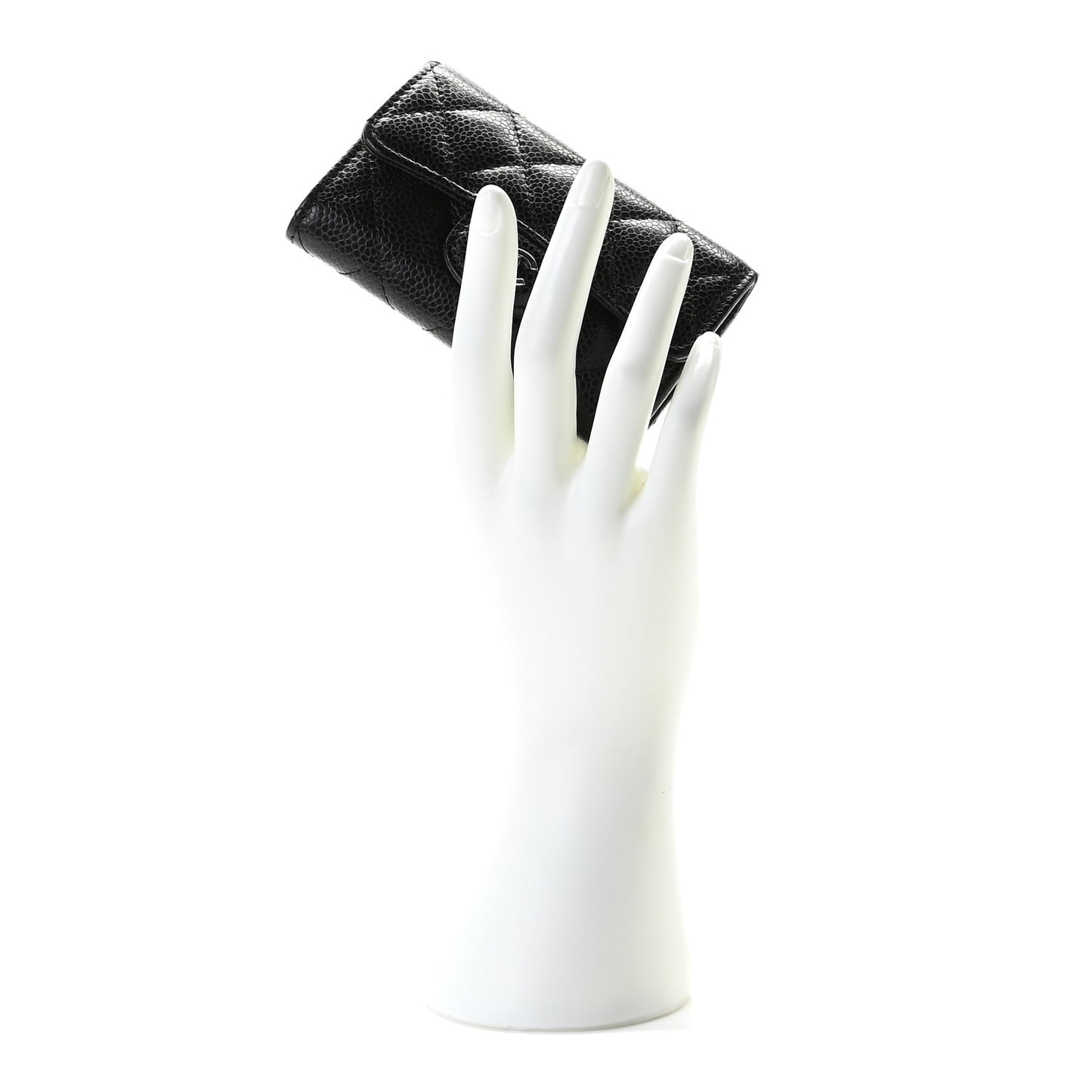 Caviar Quilted Flap Card Holder Black