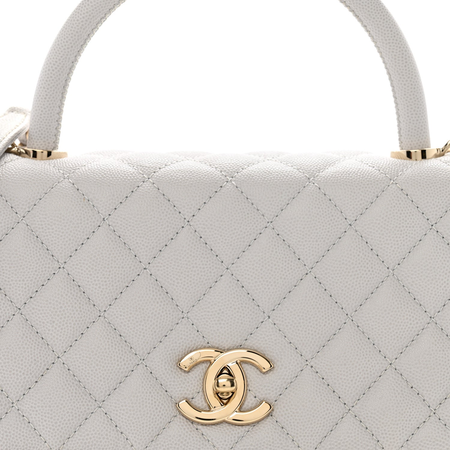 Chanel Caviar Quilted Small Coco Handle Flap Light Grey 8 of 10