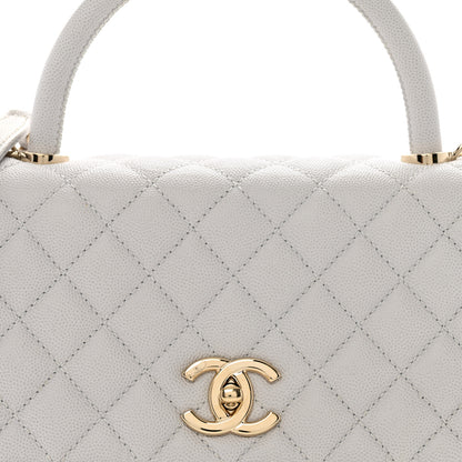Chanel Caviar Quilted Small Coco Handle Flap Light Grey 8 of 10