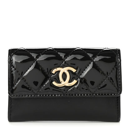 Chanel Patent Calfskin Quilted Flap Card Holder Black 1 of 8