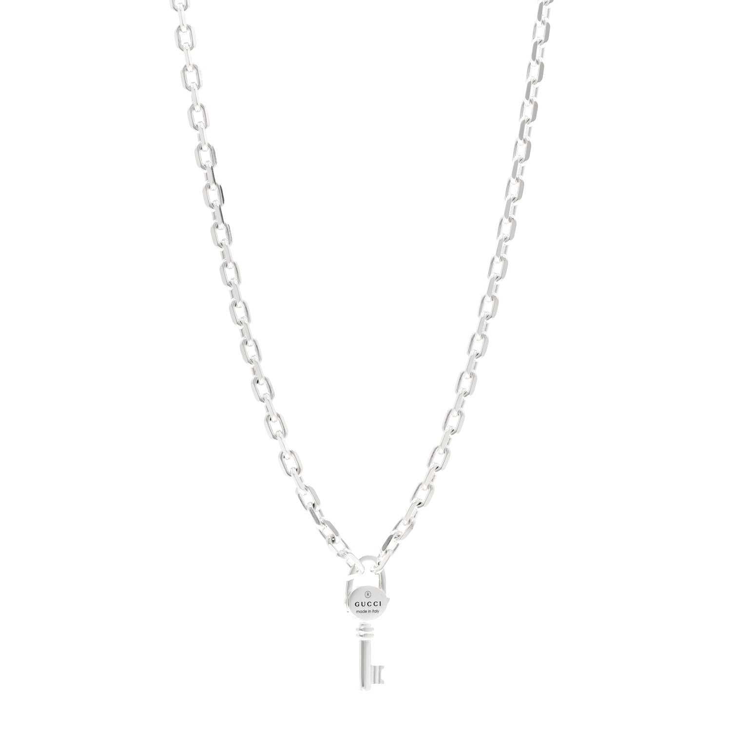 Gucci Sterling Silver Trademark Key Pendant Necklace 1 of 5