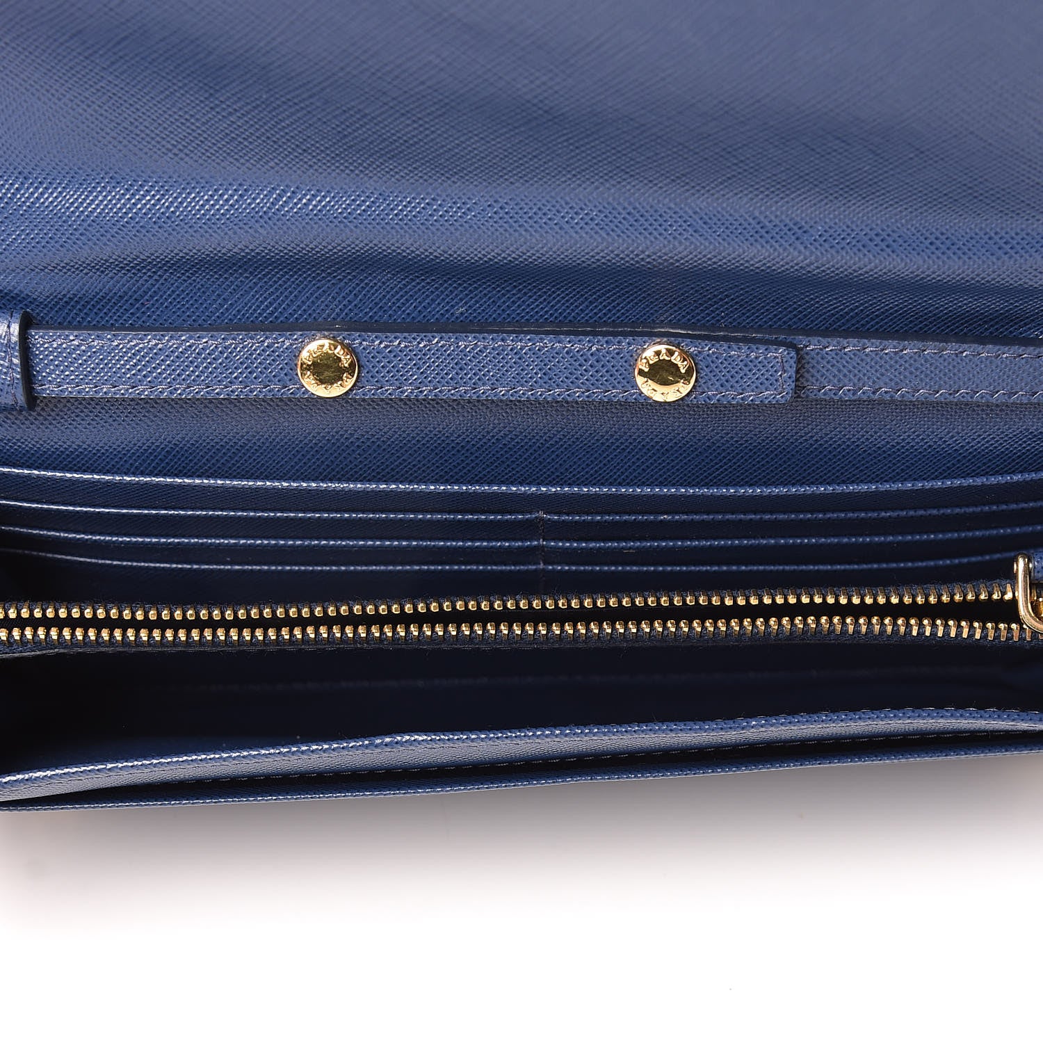 Prada Saffiano Metal Oro Chain Wallet Bleuette 5 of 10
