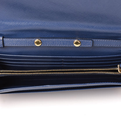 Prada Saffiano Metal Oro Chain Wallet Bleuette 5 of 10