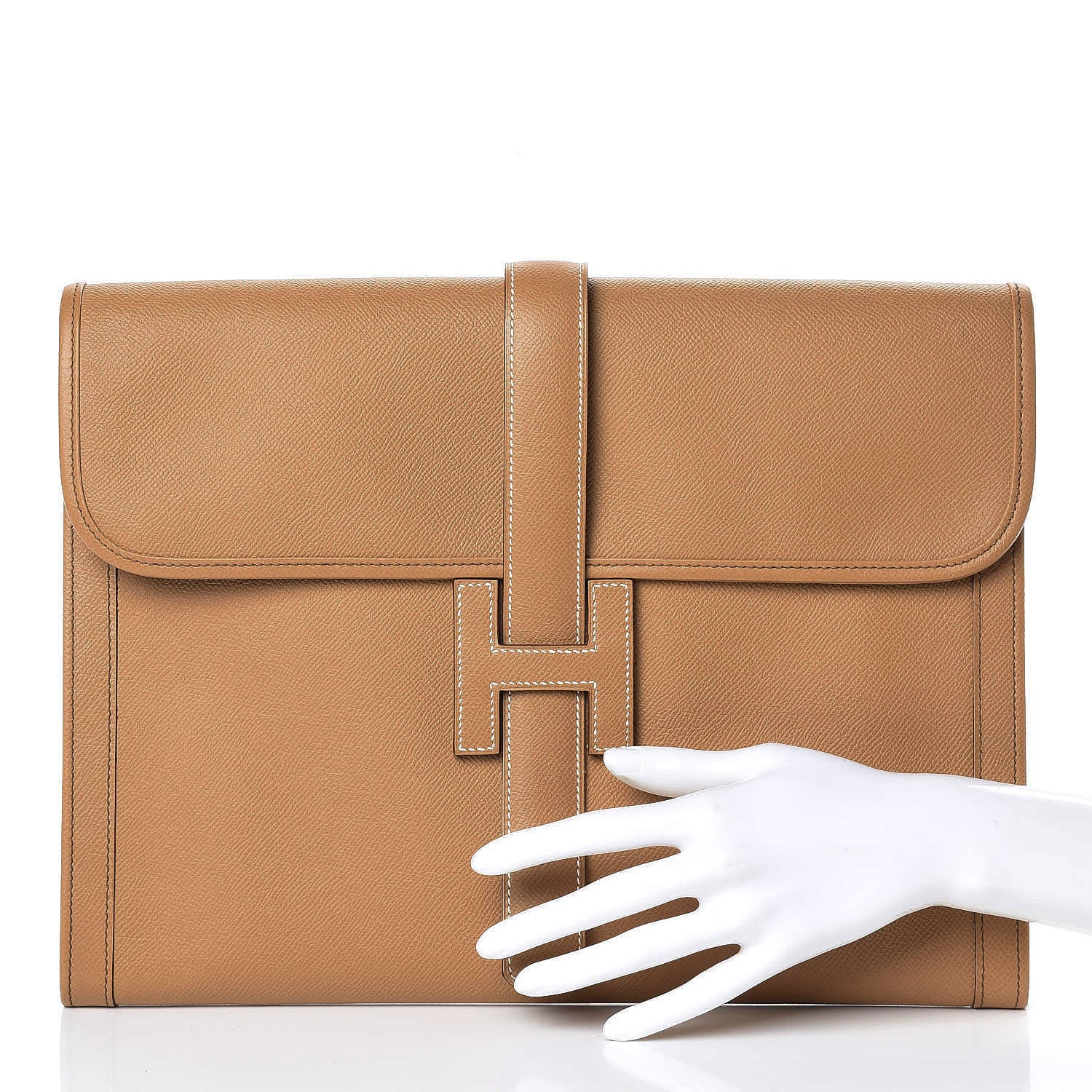 Hermes Courchevel Jige GM Clutch Gold 2 of 8