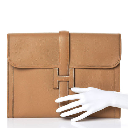 Hermes Courchevel Jige GM Clutch Gold 2 of 8